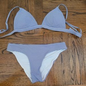 onia x barney's striped bikini set